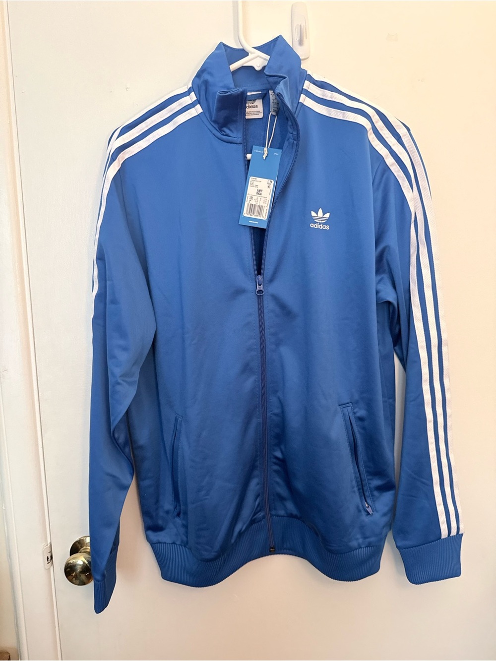 adidas Blue Track Jacket with White Three-Stripes